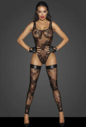 Noir Handmade F242 Tulle Body with Patterned Flock Embroidery XL