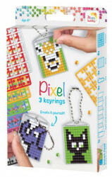 Pixelhobby Pixel kulcstartókészítő szett 3 kulcstartó alaplappal, 8 színnel, mintákkal, állatok (PXL-20130)
