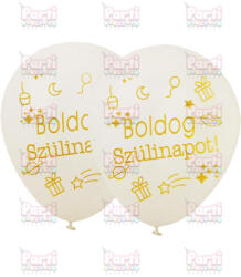  Boldog szülinapot arany feliratos lufi 30cm (5db)