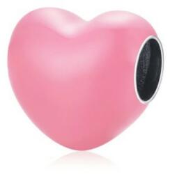 Ékszerkirály Ezüst charm, szív, rózsaszín (1005003374839899)
