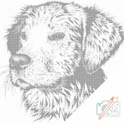  PontPöttyöző - Illusztráció kutyáról Méret: 50x50cm, Keretezés: Keret nélkül (csak a vászon), Szín: Piros