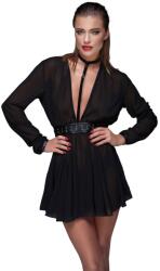 Noir Handmade Rochie Mini din Voal cu Centura Piele Ecologica M