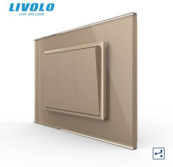 LIVOLO Intrerupator mecanic triplu cap scara 3M, cu rama sticla Livolo (VL-3FCMKS-1AP-P9E)