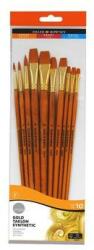 Daler-Rowney Set 10 pensule acrilic, semiprofesionale, cu mâner lung din lemn, Simply Daler Rowney