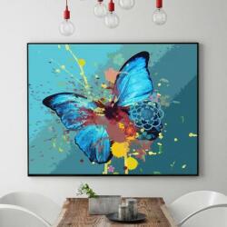 Pictorul Fericit Blue Butterfly - Pictură pe numere Panza pictura