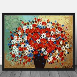 Pictorul Fericit Field Flower Bouquet - Pictură pe numere Panza pictura