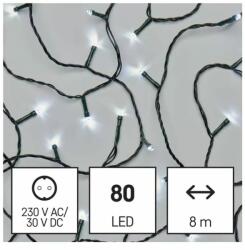 EMOS LED karácsonyi fényfüzér, 8 m, hideg fehér, időzítő (D4AC02)