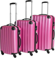 tectake 400719 3 tartós utazó bőrönd készlet - fukszia