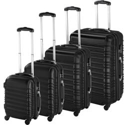 tectake 402024 abs kemény falú utazó bőrönd készlet 4db - fekete