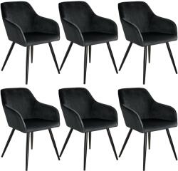 tectake 404052 6 marilyn bársony kinézetű szék, fekete színű - fekete