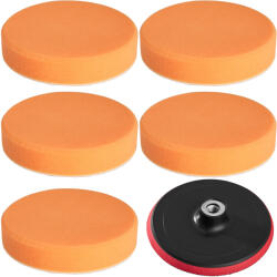 tectake 400169 6 darabos polírozószivacs készlet 150 mm-es polírozó tárcsával együtt. - narancssárga