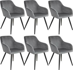tectake 404036 6 marilyn bársony kinézetű szék, fekete színű - szürke - fekete