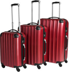 tectake 400718 3 tartós utazó bőrönd készlet - piros