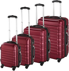 tectake 402026 abs kemény falú utazó bőrönd készlet 4db - bordó