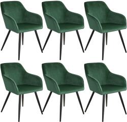 tectake 404028 6 marilyn bársony kinézetű szék, fekete színű - sötétzöld/fekete