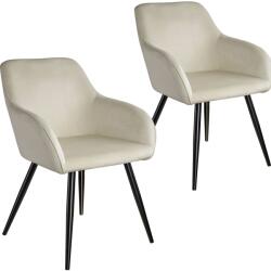 tectake 404046 2 marilyn bársony kinézetű szék, fekete színű - krém / fekete