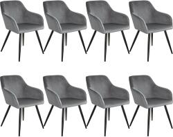 tectake 404037 8 marilyn bársony kinézetű szék, fekete színű - szürke - fekete