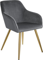 tectake 403653 marilyn bársony kinézetű székek, arany színű - sötétszürke/arany