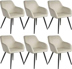 tectake 404048 6 marilyn bársony kinézetű szék, fekete színű - krém / fekete