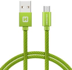 SWISSTEN Adatkábel textil bevonattal, USB/mikro USB, 2 m, Zöld (71522307)