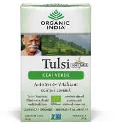Organic India - Ceai Verde Tulsi (Busuioc Sfant) Antistres Natural & Vitalizant, plicuri Organic India - hiris