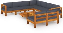 vidaXL Set mobilier grădină perne gri închis, 9 piese, lemn acacia (3057961)