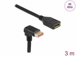 Delock Cablu prelungitor Displayport 8K60Hz/4K240Hz HDR unghi jos/drept T-M 3m, Delock 87093 (87093)