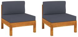 vidaXL Canapele de mijloc, perne gri închis, 2 buc. lemn masiv acacia (310639) - comfy
