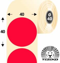 Tezeko 40 mm-es kör, papír címke, fluo piros színű (1100 címke/tekercs) (P0400004000-065) - dunasp