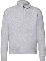 Fruit of the Loom Férfi Pulóver Hosszú ujjú Fruit of the Loom Zip Neck Raglansweat - XL, Heather szürke