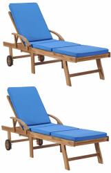 vidaXL 2 db tömör tíkfa napozóágy kék (3054636)