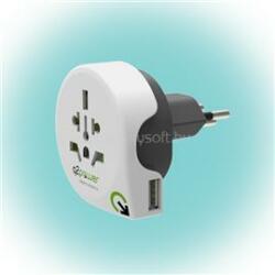 Q2Power Q2WCH-USB Világ - Svájc utazó adapter + USB aljzat (1.10021) (1.10021)