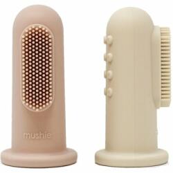 Mushie Finger Toothbrush periuta de dinti pentru deget pentru copii Shifting Sand/Blush 2 buc