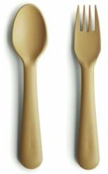 Mushie Fork and Spoon Set étkészlet Mustard 2 db