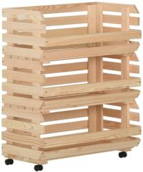 vidaXL Количка за зеленчуци, 77x30x80 см, борово дърво масив (327327)