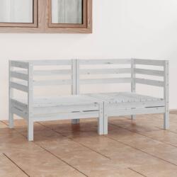 vidaXL Set mobilier de grădină cu 2 locuri, alb, lemn masiv de pin (3082388) - vidaxl