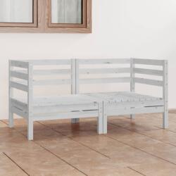 vidaXL Set mobilier de grădină cu 2 locuri, alb, lemn masiv de pin (3082388)
