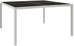 vidaXL Masă de grădină, gri, 130x130x72 cm, oțel și sticlă (313086)