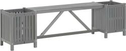 vidaXL Bancă de grădină cu 2 jardiniere, 150 cm, gri, lemn de acacia (311823)
