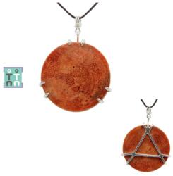  Pandantiv Coral Poros Natural cu Argint 925 - 31x31x7 mm - Unicat