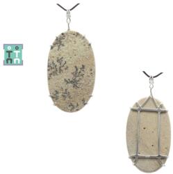  Pandantiv Pirolusit cu Calcar - Calcarul Dendritic Natural cu Argint 925 - 60x28x7 mm - Unicat