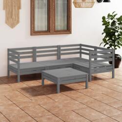vidaXL Set mobilier de grădină, 5 piese, gri, lemn masiv de pin (3082694) - vidaxl