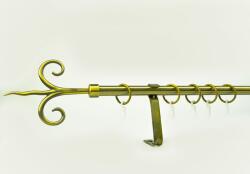 16 mm Ø Kecskemét függönykarnis szett, 1 soros, óarany, lapostartóval (120 cm)