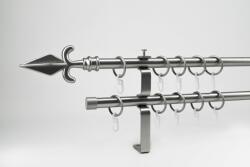 16 mm Ø Szolnok karnis szett, 2 soros, nikkel-matt, lapostartóval (300 cm)