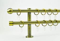  16 mm Ø Veszprém karnis szett, 2 soros, óarany, block tartóval (200 cm)