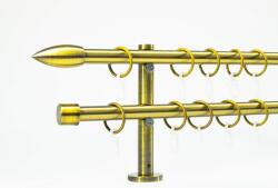 16 mm Ø Memphis karnis szett, 2 soros, óarany, block tartóval (120 cm)