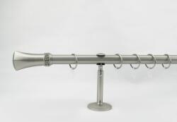 25 mm Ø Wien függönykarnis szett, 1 soros, nikkel-matt, nyitott tartóval BORDÁS CSŐ (160 cm)