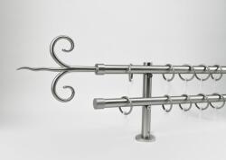  16 mm Ø Kecskemét karnis szett, 2 soros, nikkel-matt, block tartóval (200 cm)