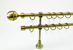  16 mm Ø San Marino karnis szett, 2 soros, óarany, nyitott tartóval (240 cm)