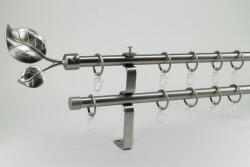  16 mm Ø Siófok karnis szett, 2 soros, nikkel-matt, lapostartóval (160 cm)